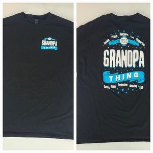"It's A Grandpa Thing" Hanes (XL) Black with Blue & White Graphic Print T-Shirt